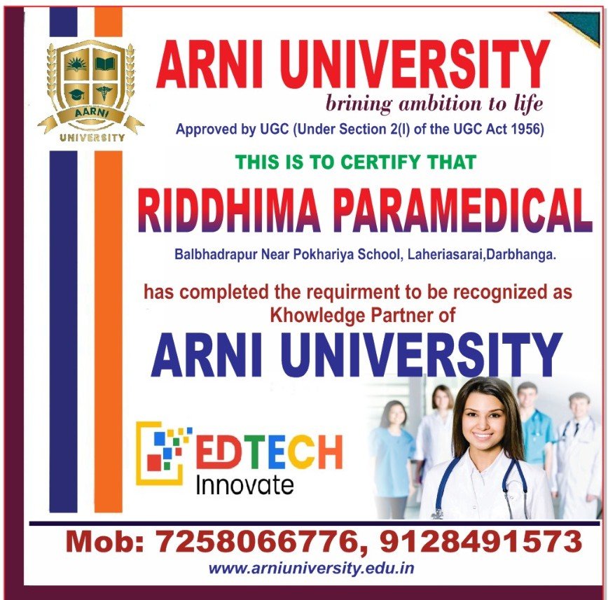 Riddhima Paramedical Darbhanga 7258066776