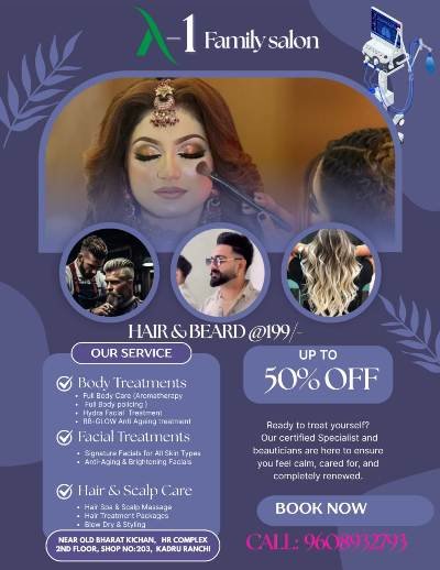 A-1 Family Salon and Academy Ranchi 9608932793
